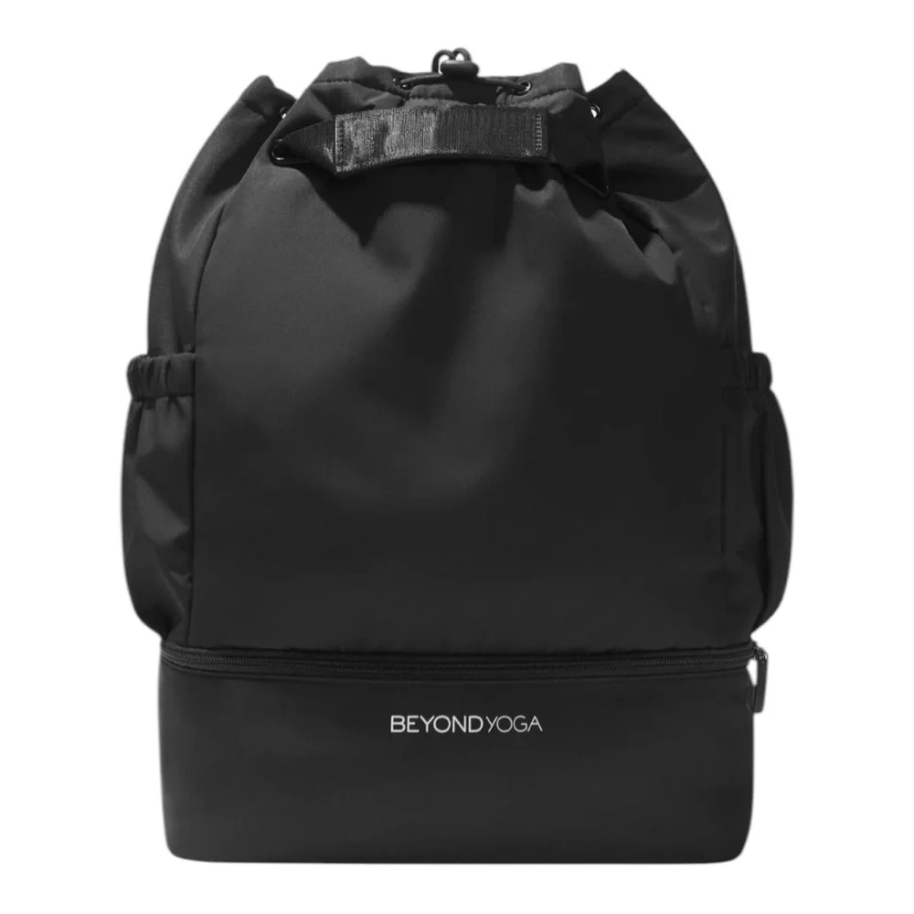 BEYOND YOGA BLACK CONVERTIBLE GYM BAG DRAWSTRING TRAVEL BACKPACK